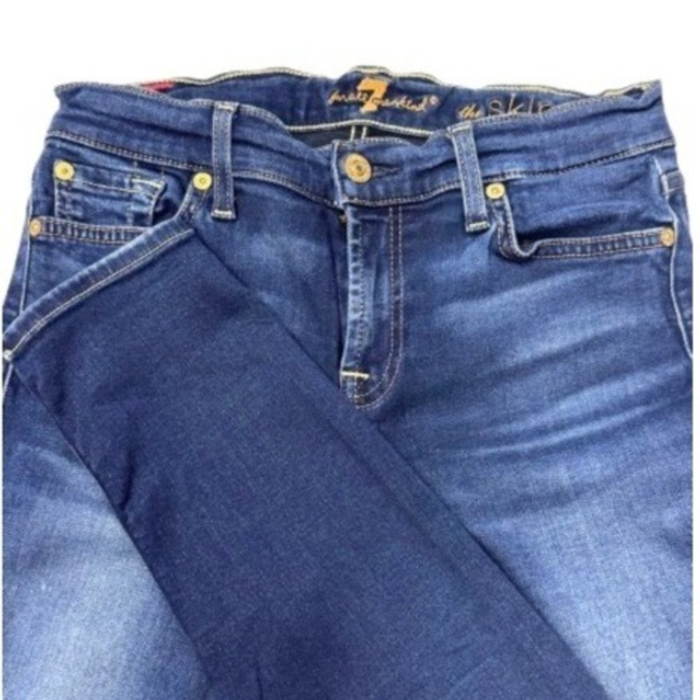 7 For All Mankind Skinny Jeans Dark Wash Indigo Denim Size 26 Stretch Womens